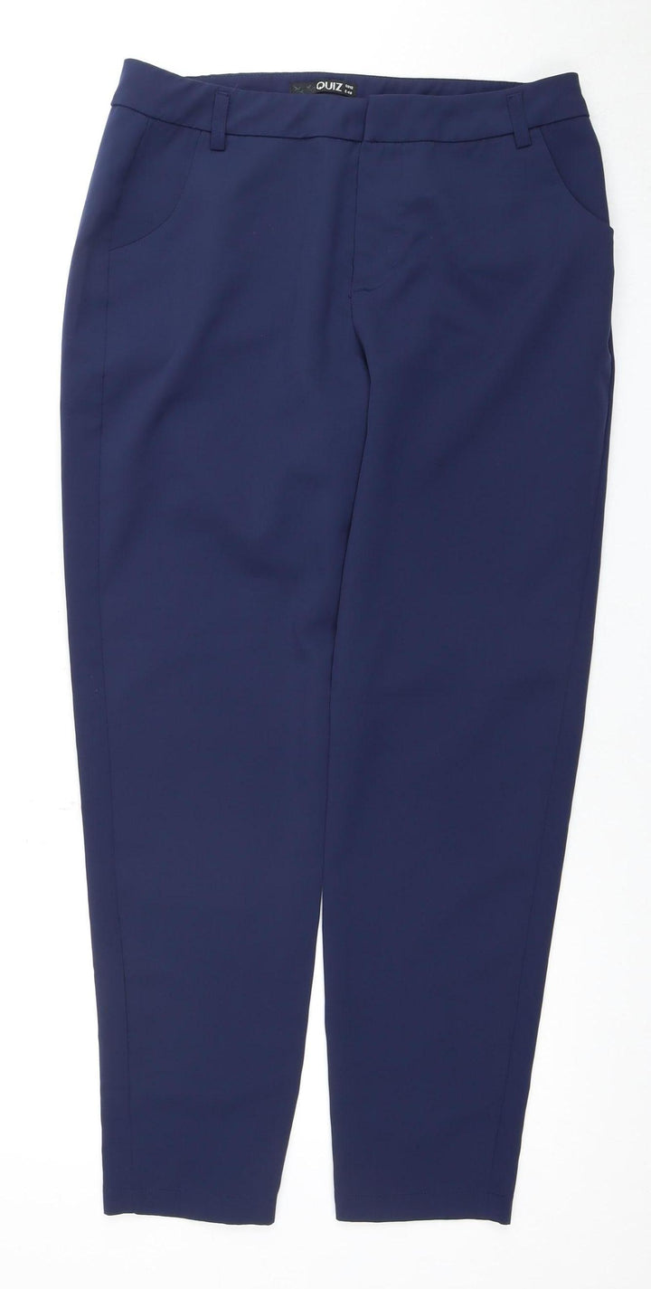 Quiz Women's Blue Trousers, Size 12, Regular Fit