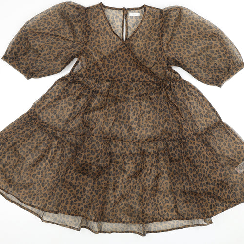 NEXT Girls Brown Leopard Print Dress 8 Years