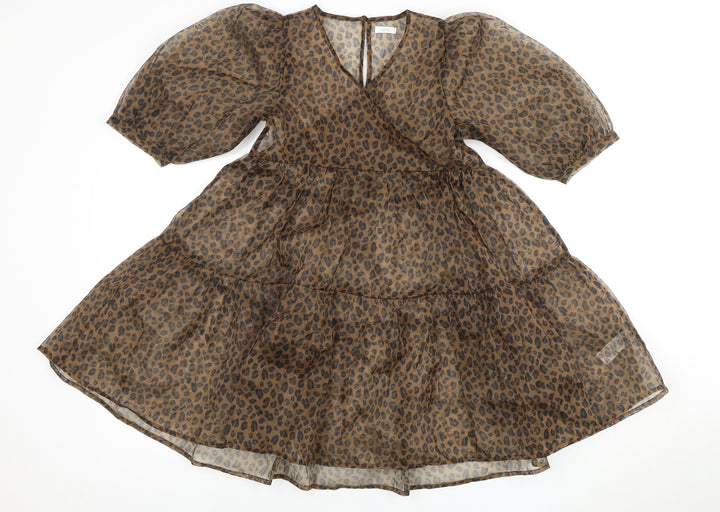 NEXT Girls Brown Leopard Print Dress 8 Years