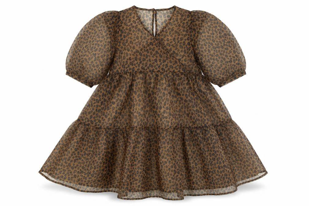 Front view of Next girls’ brown leopard print dress 8 years