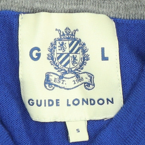 Guide London Men's Blue Wool V-Neck Pullover Jumper S