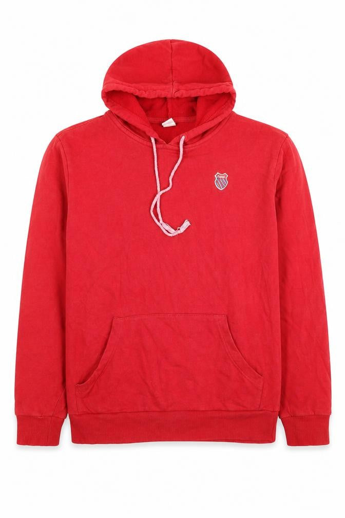 Front view of K-Swiss Men's Red Pullover Hoodie - Small
