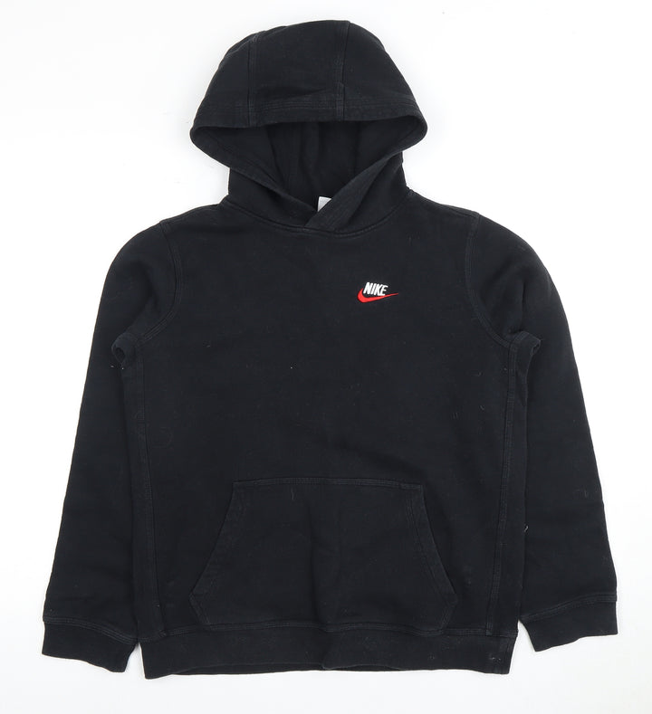 Nike Boys Black XL Pullover Hoodie with Logo Accents