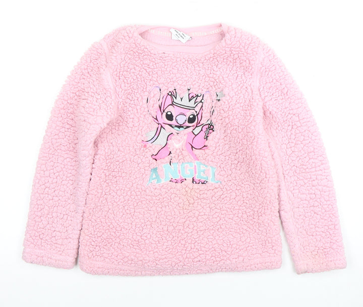 Primark Girls Pink Lilo & Stitch Fleece Sweater, 9-10 Years