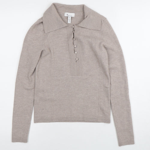 Next Women's Ivory Merino Wool Henley Jumper M