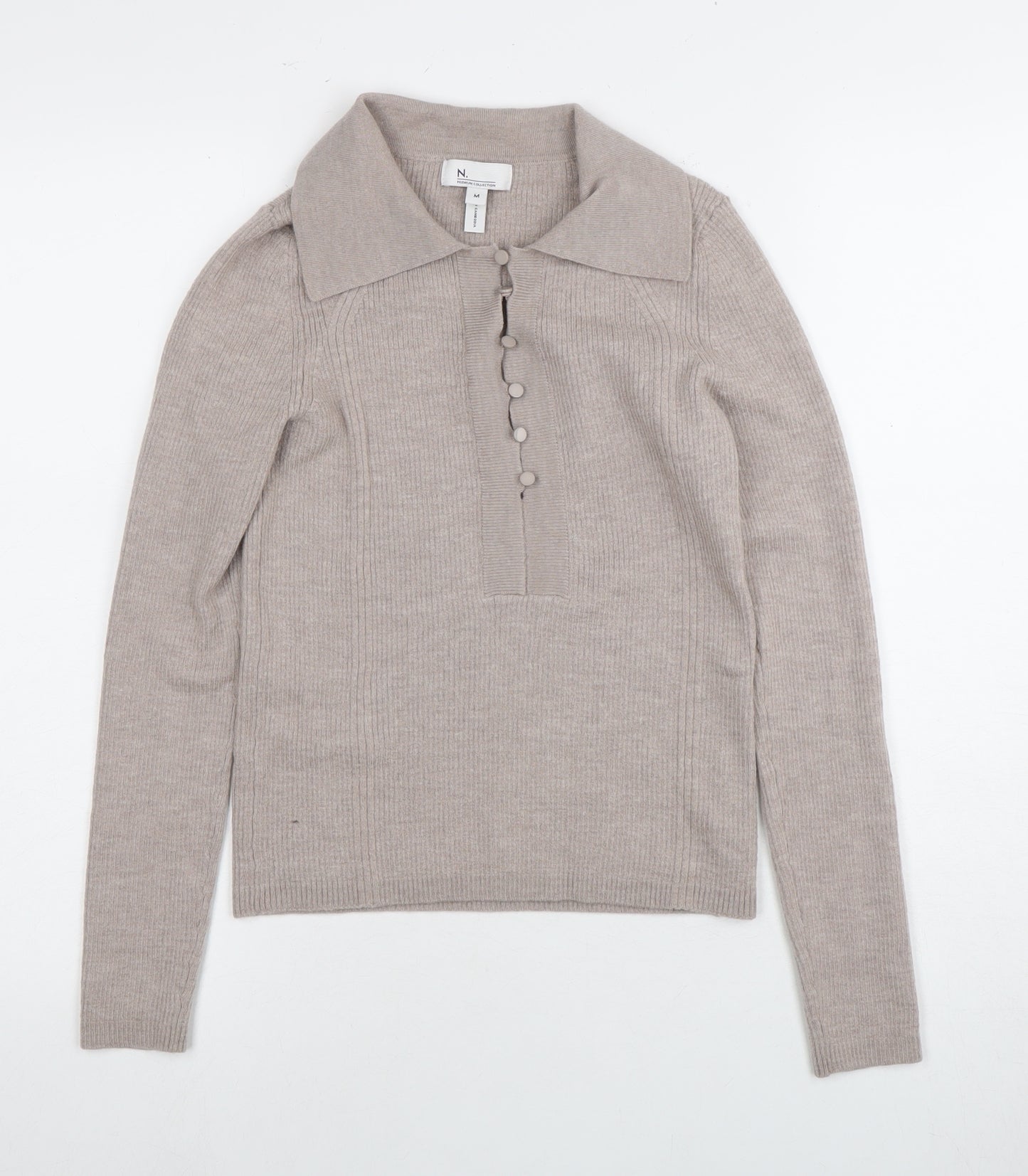 Next Women's Ivory Merino Wool Henley Jumper M