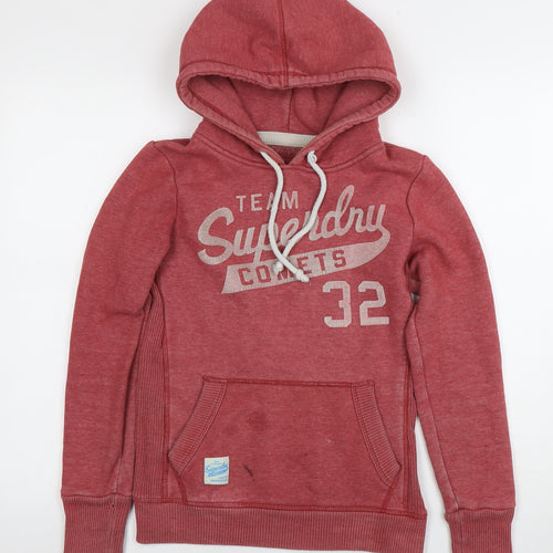 Superdry Women's Red Pullover Hoodie, XS, Casual Fleece