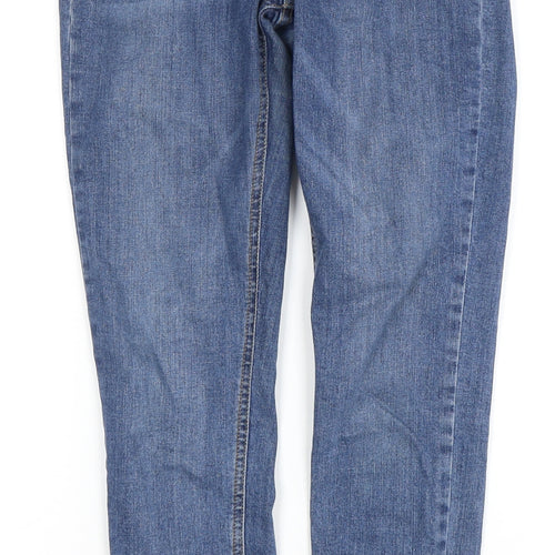 Topshop Women's Blue Straight Jeans, Size 8, Distressed