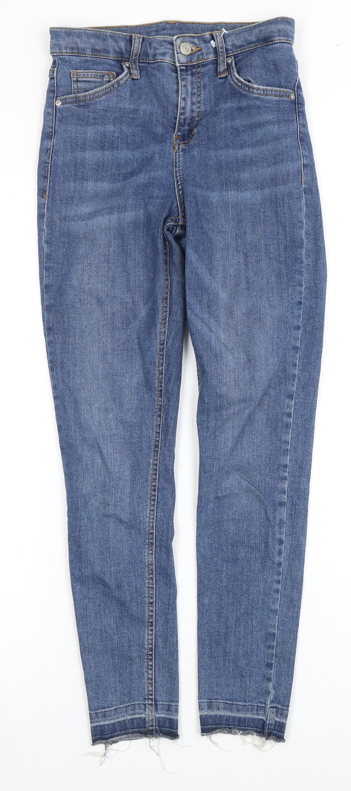 Topshop Women's Blue Straight Jeans, Size 8, Distressed