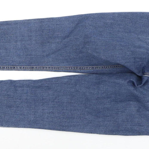 Topshop Women's Blue Straight Jeans, Size 8, Distressed