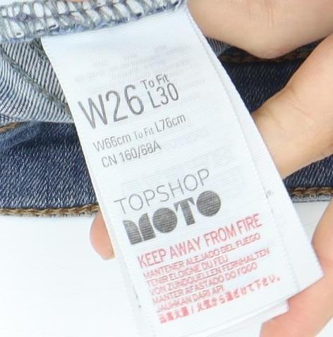 Topshop Women's Blue Straight Jeans, Size 8, Distressed
