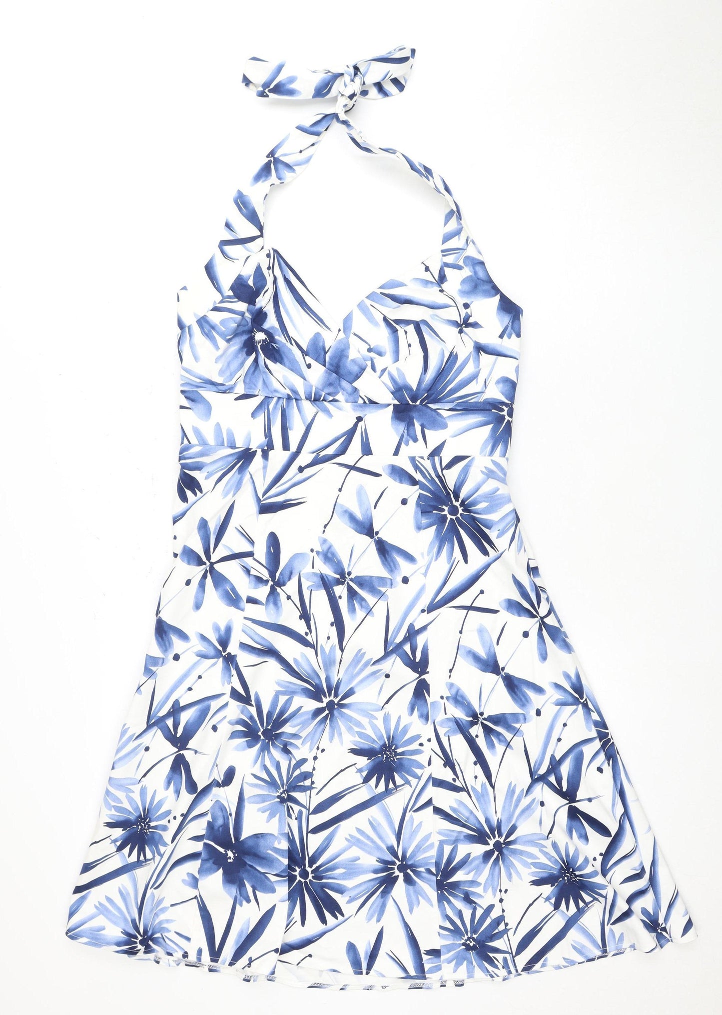 Wallis Women's Blue Floral A-Line Dress Size 14