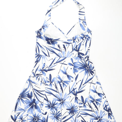 Wallis Women's Blue Floral A-Line Dress Size 14