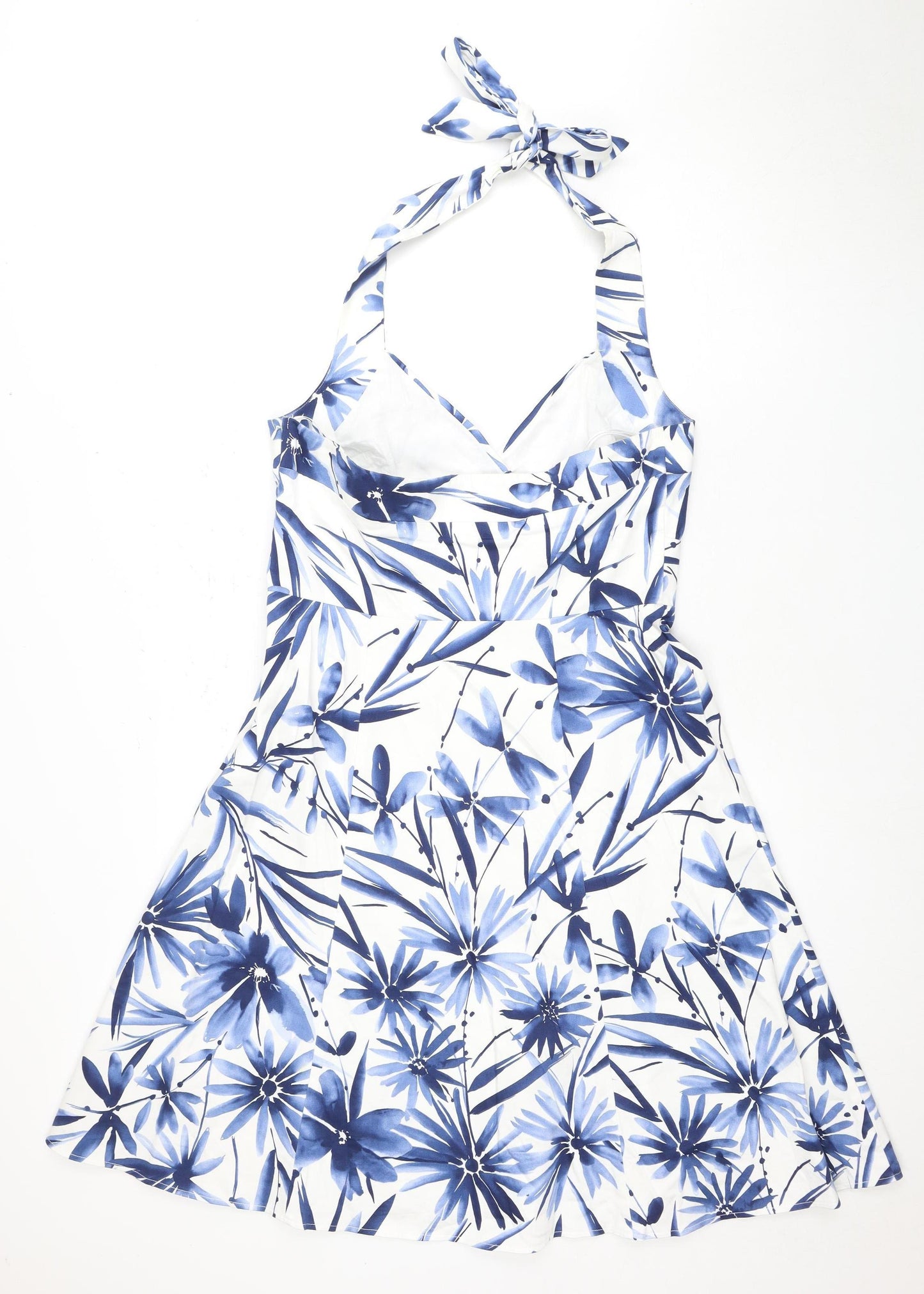 Wallis Women's Blue Floral A-Line Dress Size 14