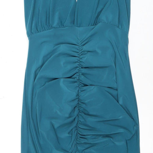 PrettyLittleThing Women's Blue Bodycon Halter Dress Size 8