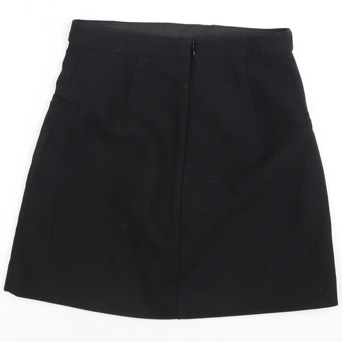 H&M Women's Black Pencil Skirt, Size 8, Button Accents