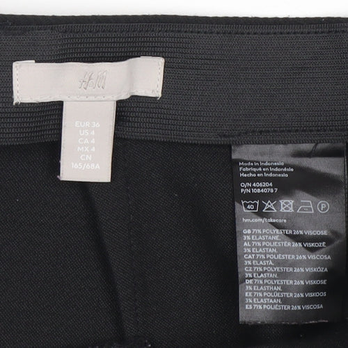 H&M Women's Black Pencil Skirt, Size 8, Button Accents