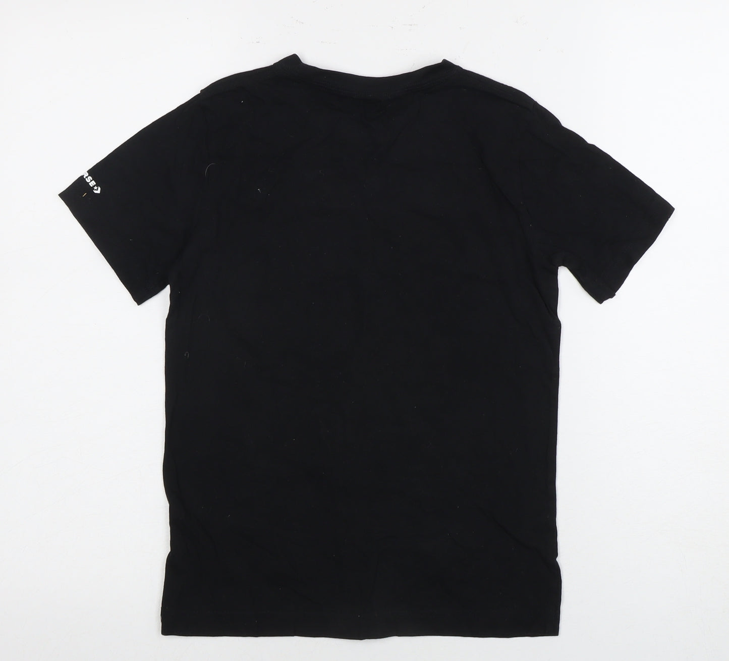 Converse Boys Black Graphic Print T-Shirt, Size 8-10, Casual Style