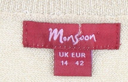 Monsoon Women Beige Size 14 Cropped Blouse