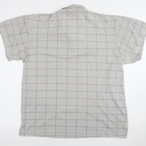 Le Shark Men's Grey Check Polo Shirt Medium