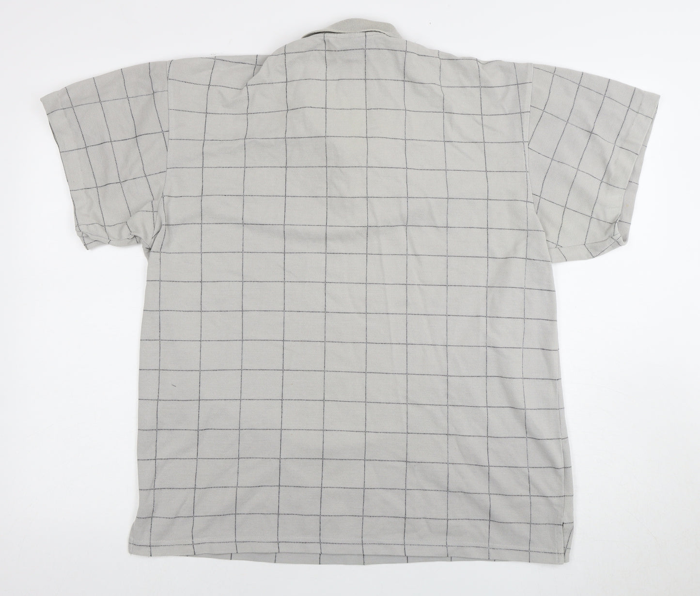 Le Shark Men's Grey Check Polo Shirt Medium