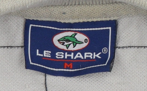 Le Shark Men's Grey Check Polo Shirt Medium