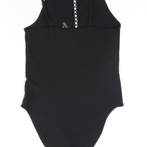 H&M Black Bodysuit Women Size 12 Adjustable Stretch Zip