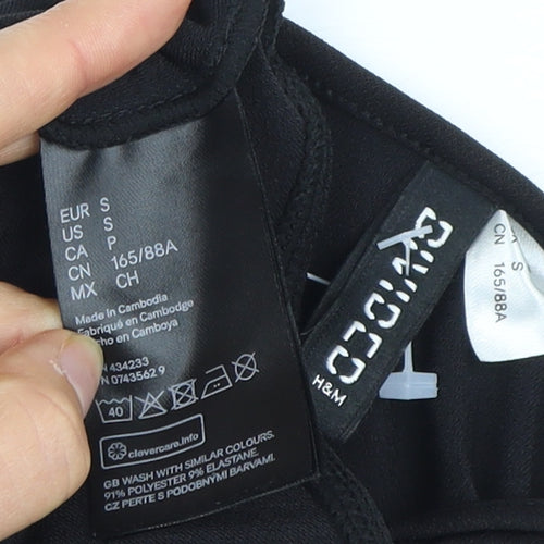 H&M Black Bodysuit Women Size 12 Adjustable Stretch Zip