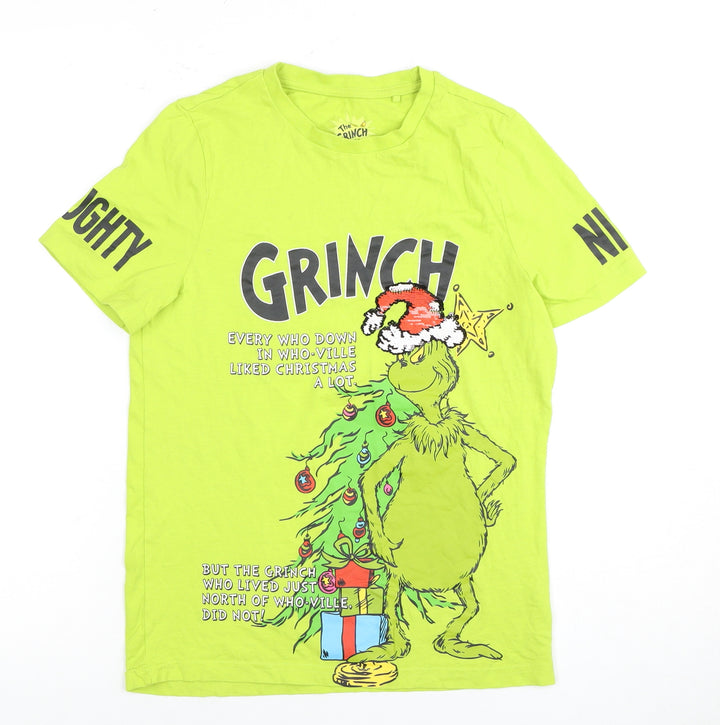 Dr. Seuss Boys Green Grinch T-Shirt, Size 10, Christmas Fun