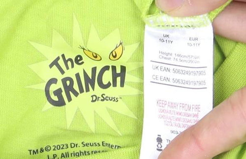 Dr. Seuss Boys Green Grinch T-Shirt, Size 10, Christmas Fun