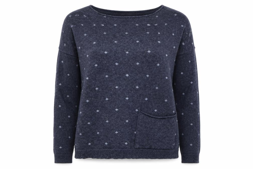 Front view of Benedetta B Women's Blue jumper, size S, Merino Blend, Casual Elegance