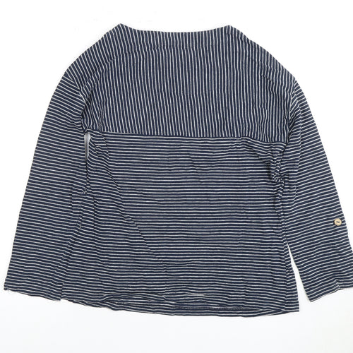White Stuff Women's Blue Striped Jersey Top Size 10