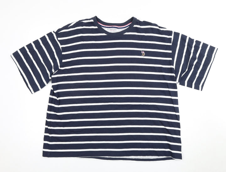 U.S. Polo Assn. Unisex Blue Striped T-Shirt Size 20 Cotton