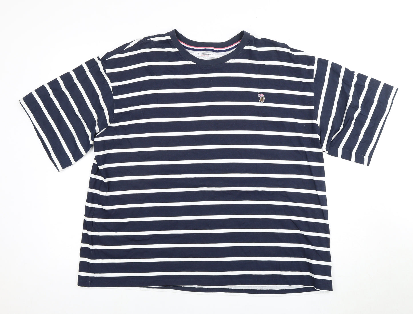 U.S. Polo Assn. Unisex Blue Striped T-Shirt Size 20 Cotton