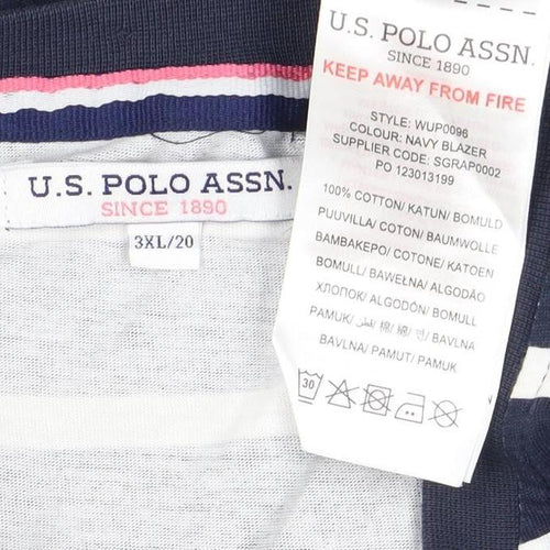 U.S. Polo Assn. Unisex Blue Striped T-Shirt Size 20 Cotton