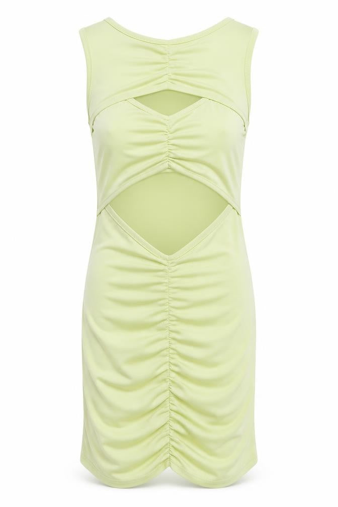 Front view of PRETTYLITTLETHING Women's Green Cut Out Dress, size 6