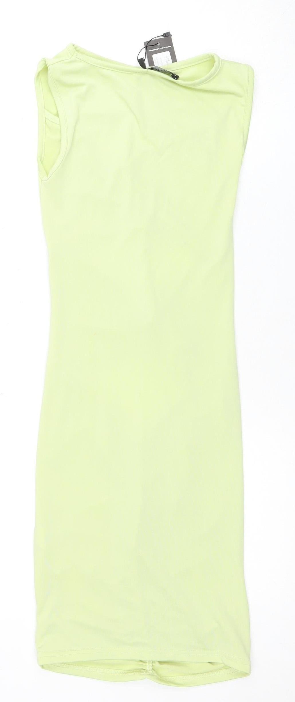 PrettyLittleThing Women's Green Cut Out Dress Size 6