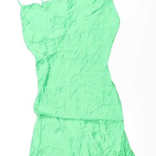 Bershka Women's Green Slip Dress - S, Casual Spring/Summer