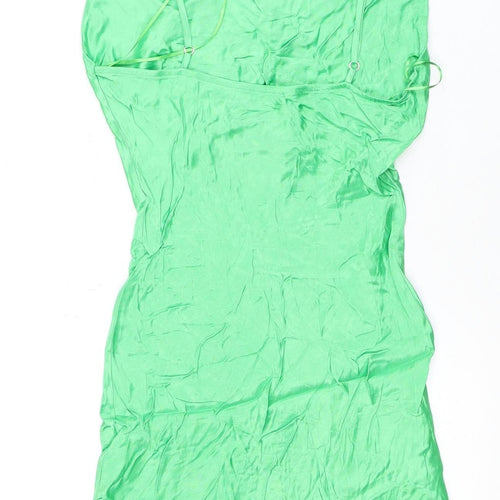 Bershka Women's Green Slip Dress - S, Casual Spring/Summer