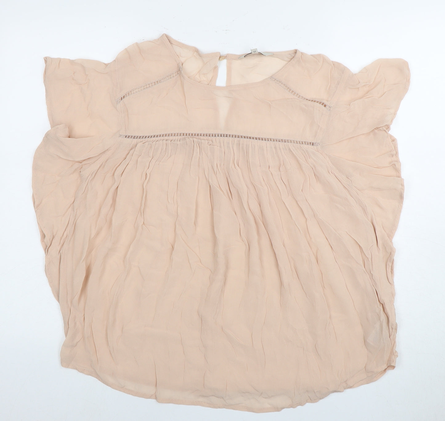Next Women's Beige Blouse UK Size 14 Flutter Sleeve