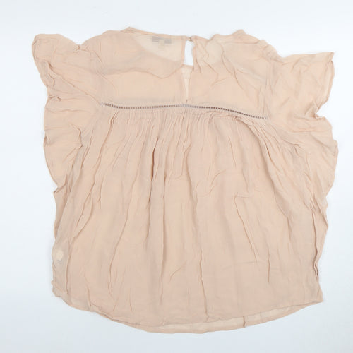 Next Women's Beige Blouse UK Size 14 Flutter Sleeve