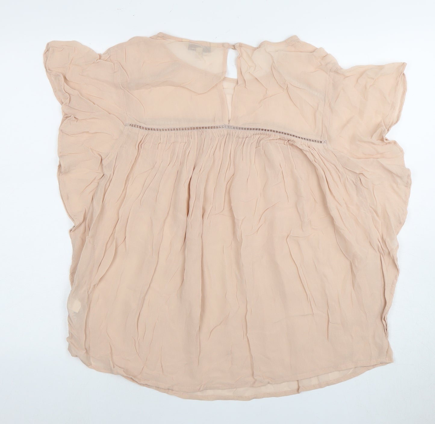 Next Women's Beige Blouse UK Size 14 Flutter Sleeve