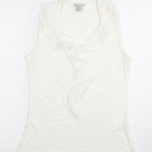 H&M Women's White V-Neck Blouse, Size 12, Casual Summer Wear