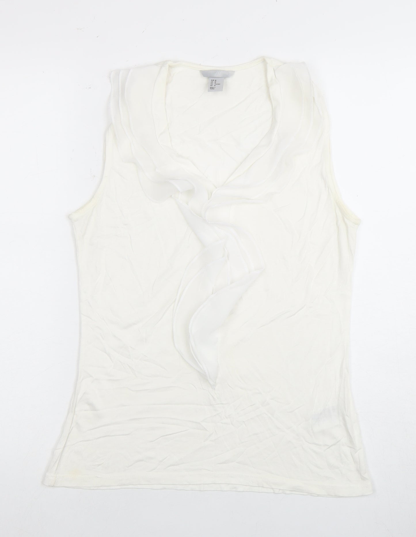 H&M Women's White V-Neck Blouse, Size 12, Casual Summer Wear