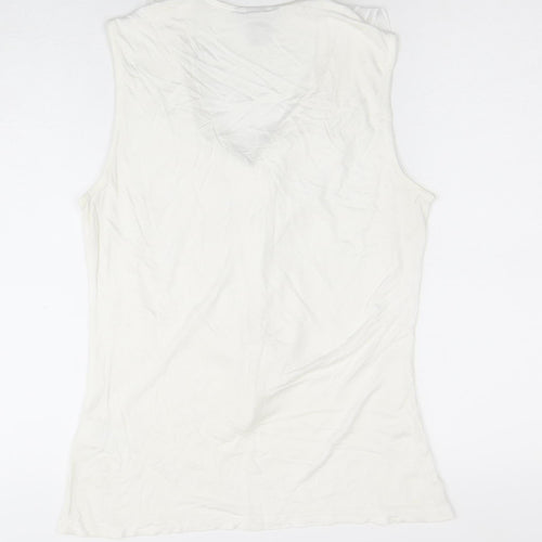 H&M Women's White V-Neck Blouse, Size 12, Casual Summer Wear