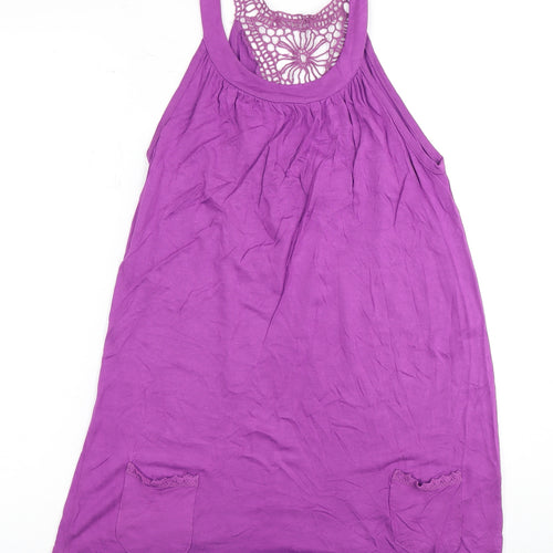 Etam Women's Purple Tank Top Size 12 with Crochet Detail