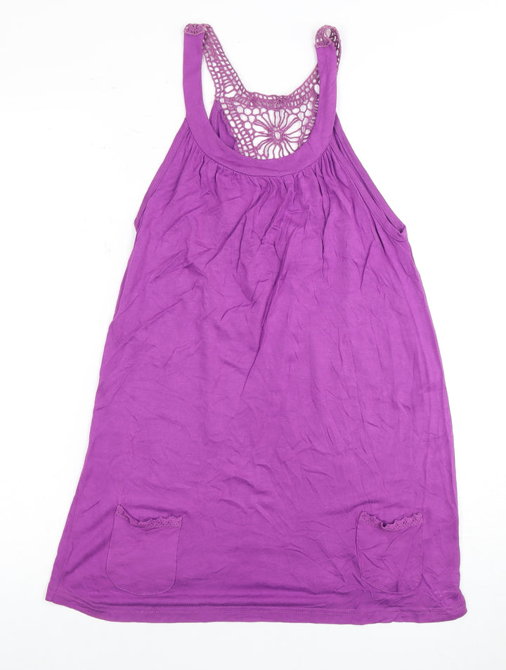 Etam Women's Purple Tank Top Size 12 with Crochet Detail