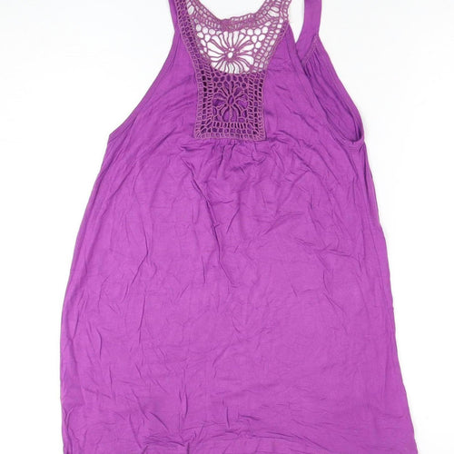 Etam Women's Purple Tank Top Size 12 with Crochet Detail