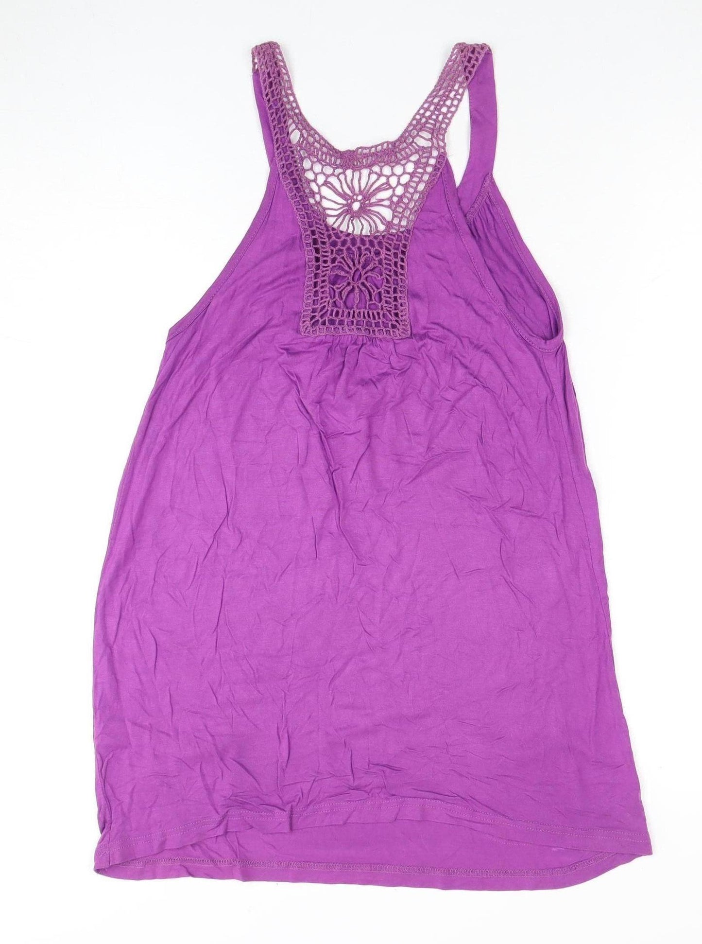 Etam Women's Purple Tank Top Size 12 with Crochet Detail