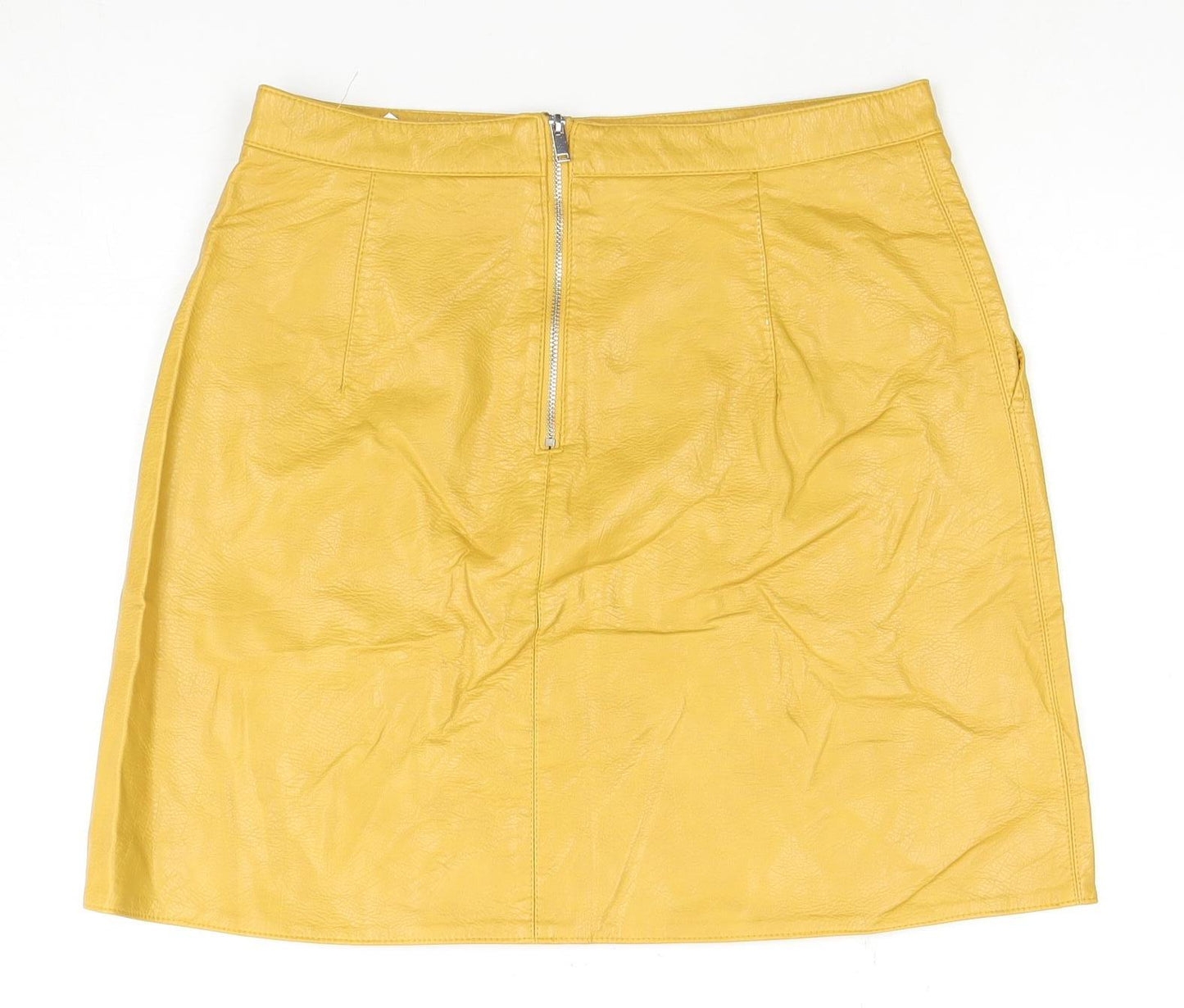 Zara Basic Women's Yellow Midi Straight Zip Skirt, Size 12